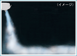 暖気を真下に送風するイメージ図。