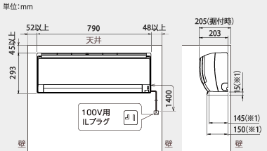 室内機設置スペース説明図