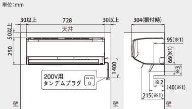 室内機設置スペース説明図