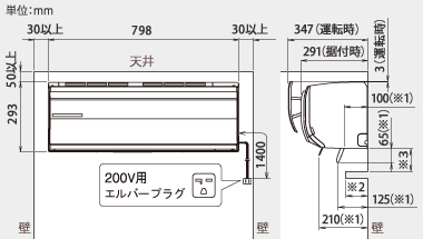 室内機設置スペース説明図