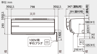 室内機設置スペース説明図