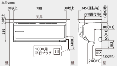 室内機設置スペース説明図