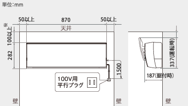 室内機設置スペース説明図