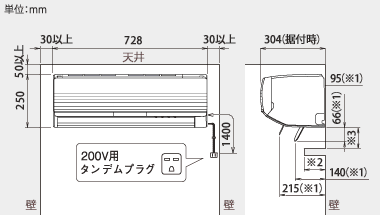 室内機設置スペース説明図