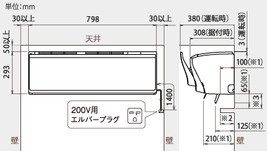 室内機設置スペース説明図