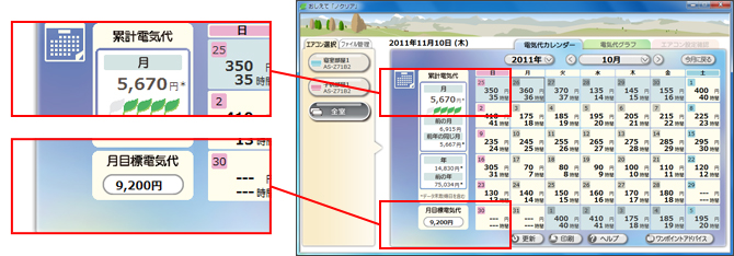 電気代の目標設定画面例。