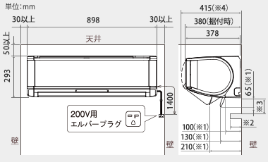 室内機設置スペース説明図