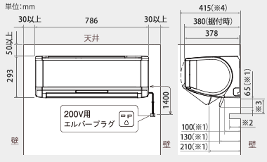 室内機設置スペース説明図