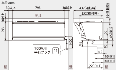 室内機設置スペース説明図