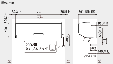 室内機設置スペース説明図