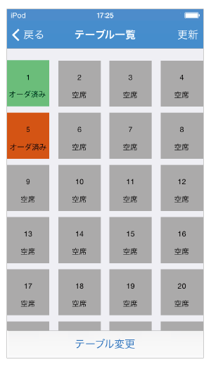 テーブル一覧画面のイメージ