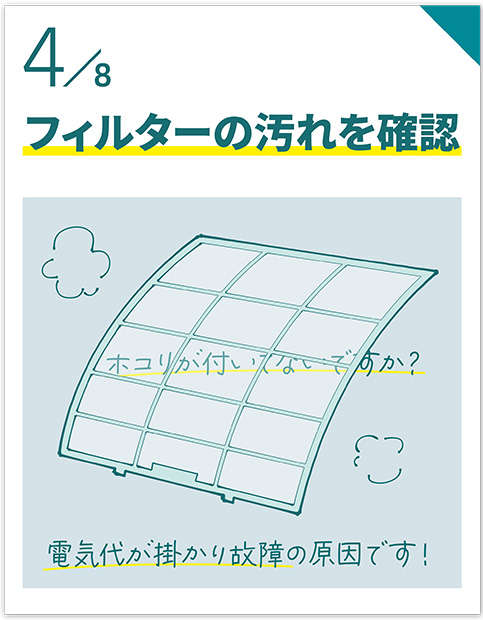 フィルターの汚れを確認