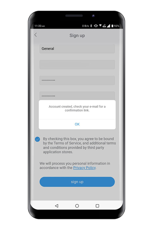 Θα σταλεί ένα μήνυμα επιβεβαίωσης στη διεύθυνση e-mail που έχετε δηλώσει. Για ρύθμιση, πατήστε [OK].