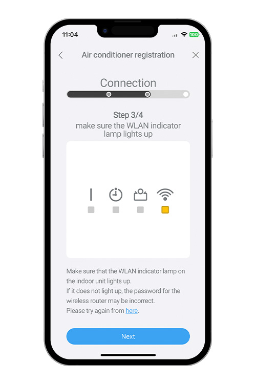 Θα ανάψει η ενδεικτική λυχνία WLAN στη μονάδα εσωτερικού χώρου.
