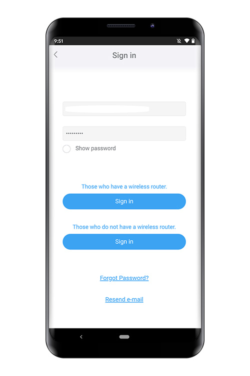Sign in with the e-mail address and password you have registered.