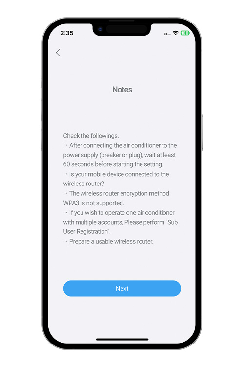 Read the note and tap [Next].