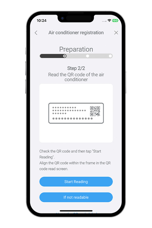 Tap [Start Reading] and Read the QR code. If QR code is not affixed, tap[If there is no QR code label]