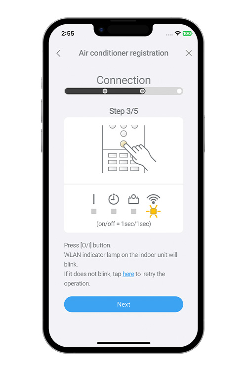 Press the WPS button on the WLAN router that you are connecting to. Refer to the operating manual of the WLAN router for the location of the button and how to press it.