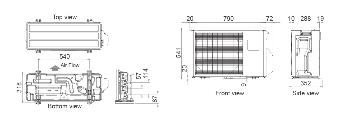 Outdoor Unit Dimensions : 540×790×290mm