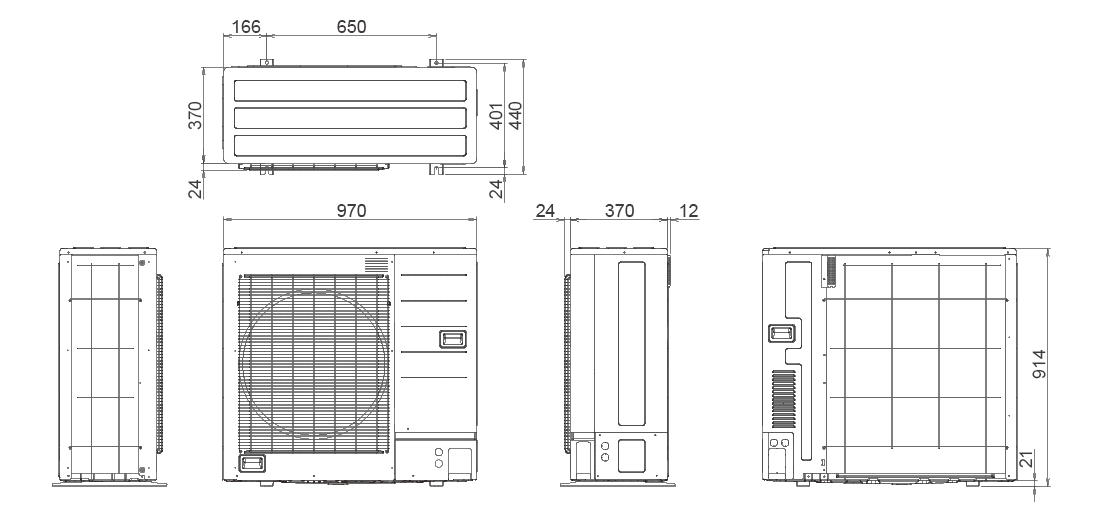 Outdoor Unit Dimensions : 914×970×370mm