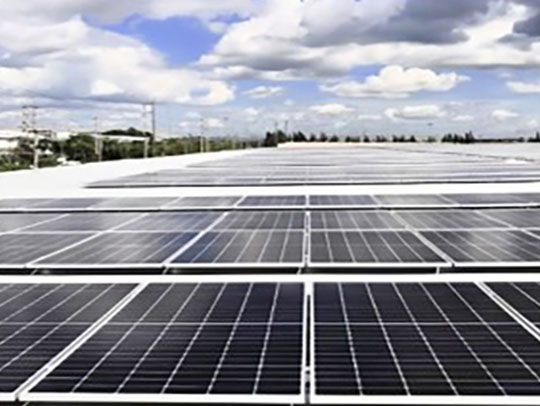 Solar panels on the roof of the second factory
