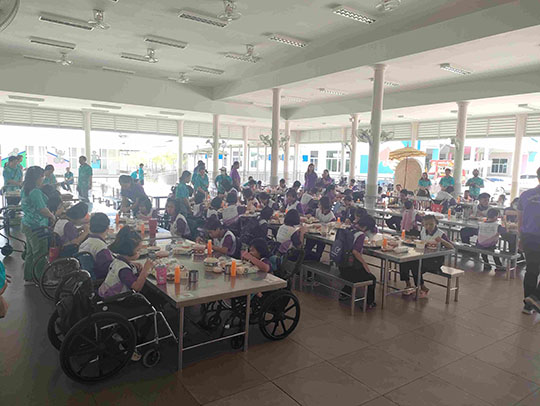 Students enjoying the lunch provided