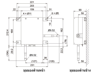 ตัวเครื่อง EEV : 160×220×90mm