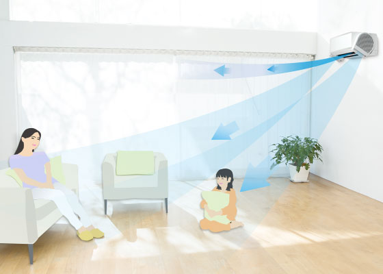 涼感アップモードの気流イメージ