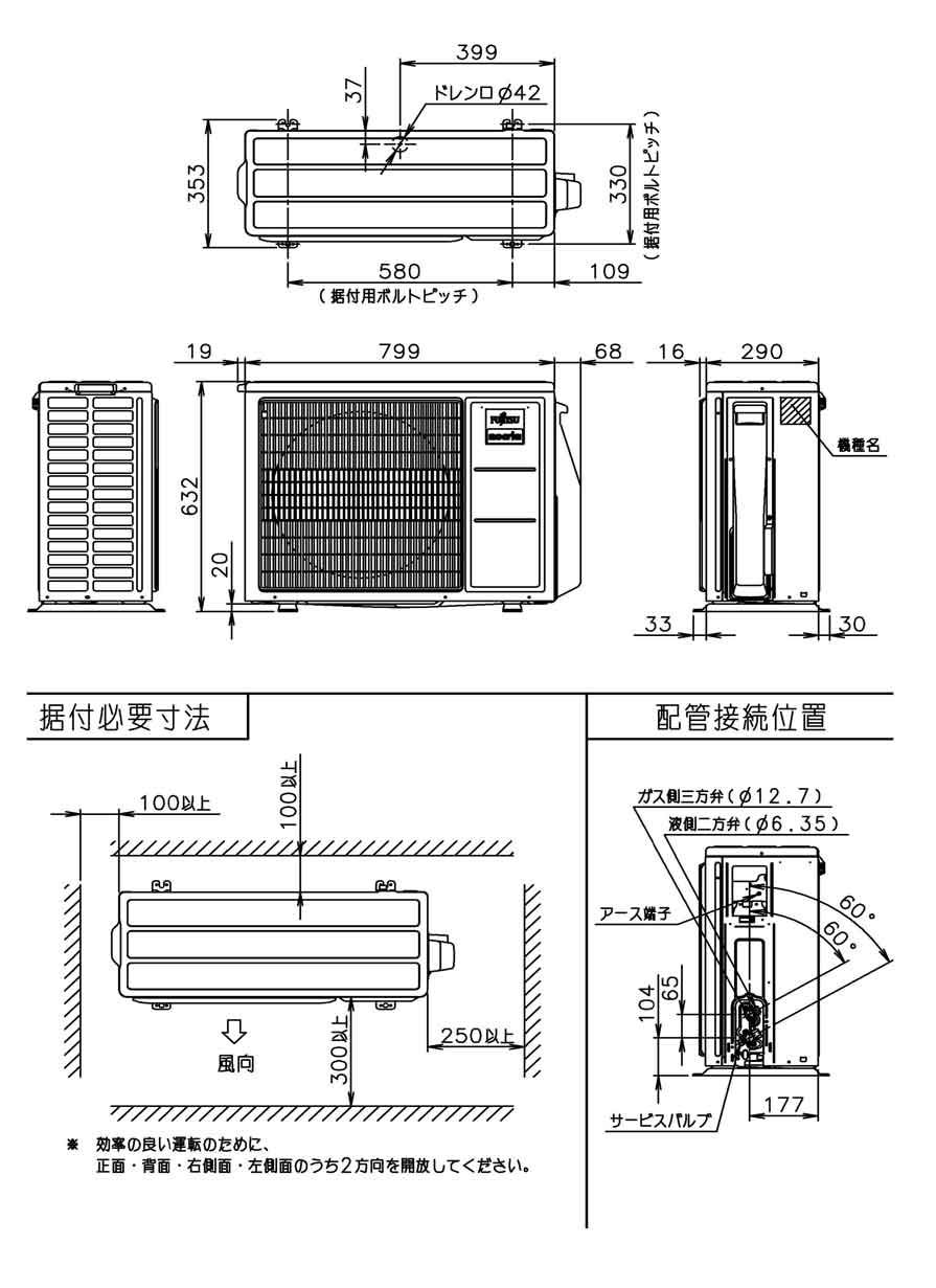 室外機据付寸法