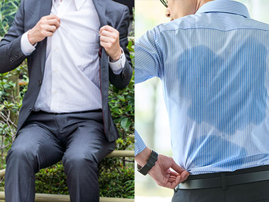 大量の汗をかく男性のイメージ